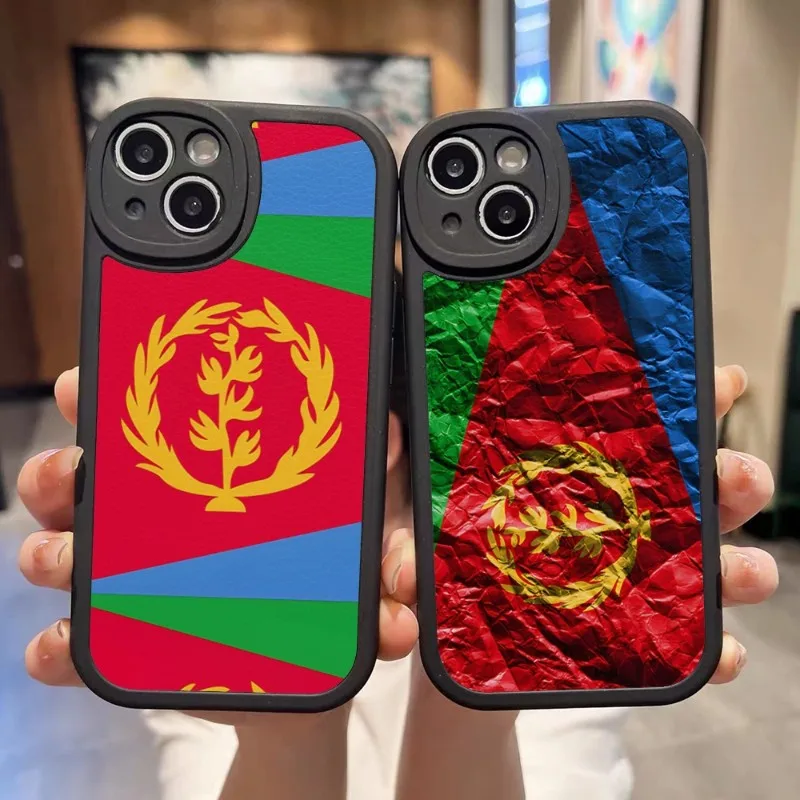 Чехол для телефона с флагом Эритреи черный кожаный чехол IPhone 13 11 14 12 Pro Max Mini Xs X Xr 7 8