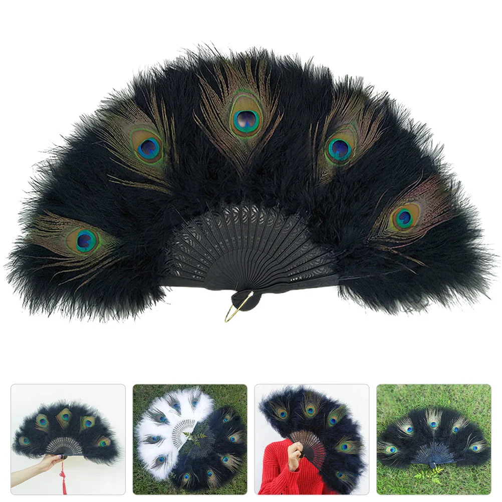 

Fan Hand Folding Fansdancing Japanese Decorative Chinese Plume Paper Retro Flapper Party Vintage Costume Handheld Tea Show
