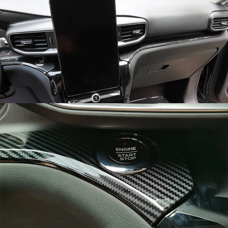 

Для Ford Explorer 2020 кондиционер воздуха с центральным управлением Панель рамка полоса Обложка отделка углеродное волокно аксессуары для интерь...