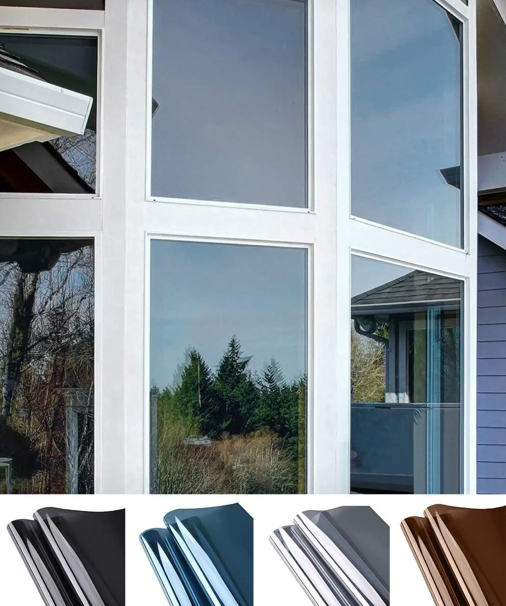 

One Way Privacy Window Film Sun Blocking Mirror Tint Solar Film Self-adhesive Window Cling Heat Control Anti UV Glass Stickers