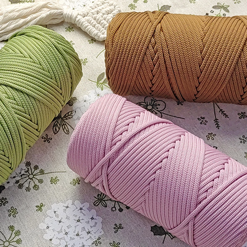 Likeecords 4 мм полиэфирный Плетеный макраме шнур 130 м, эластичная пряжа для вязания крючком сумки шнур для поделок, вешалки для растений, сумки, декора