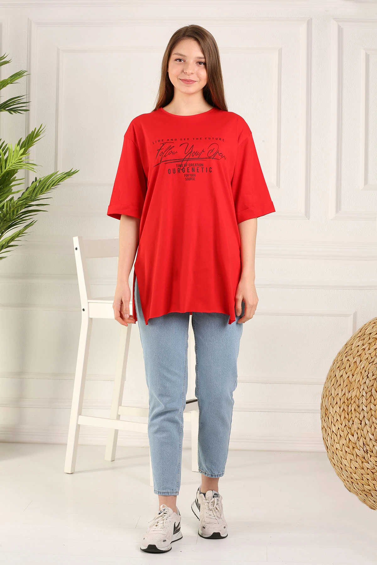 Надпись принт пот NY-красный