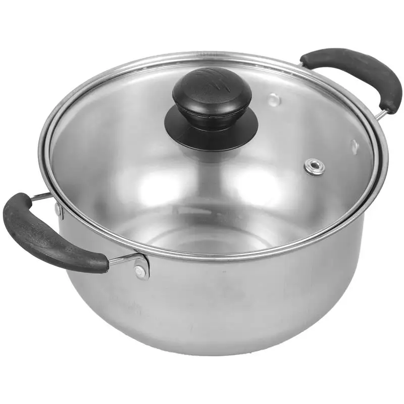 

1pc Stainless Steel Soup Pot Multifunctional Pot Hot Pot with Glass Lid Pot Household Stockpot Kitchen Food Cooking Soup Pot