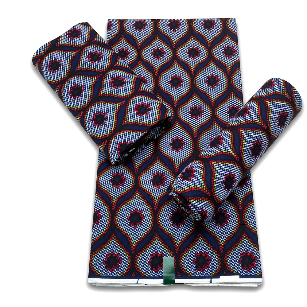 

African Wax Fabric 100% Cotton Veritable Wax Nigerian Ankara Block Prints Batik Fabric Dutch Pagne 6yards For Sewing VL-236