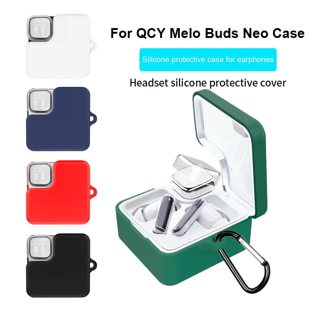 Разноцветный защитный чехол для наушников QCY Melo Buds Neo силиконовый с защитой от