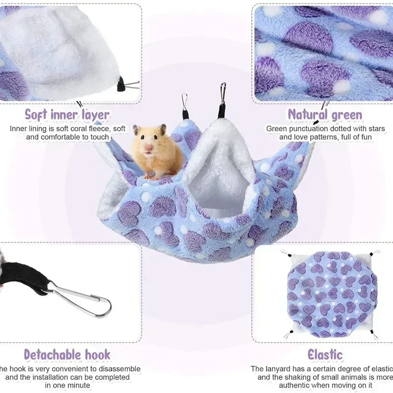 Гамак для хомяка подвесная кровать маленьких домашних животных двойная теплая
