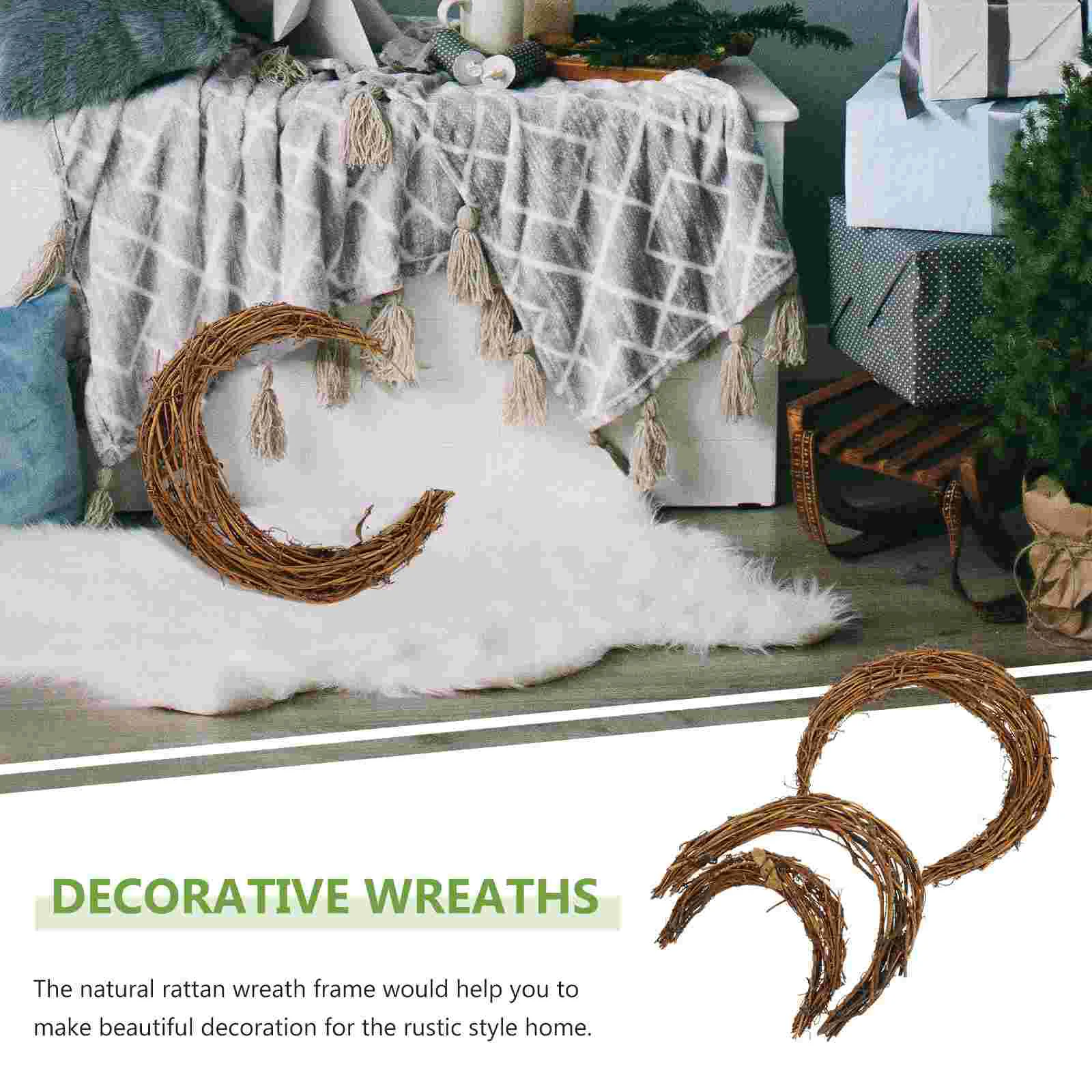 3 шт. Smilax Glabra из ротанга в форме луны венок для изготовления колец натуральный