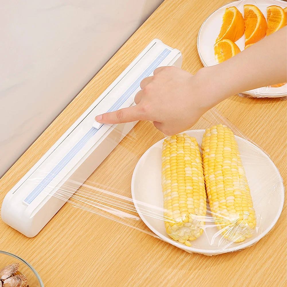 

Food Wrap Dispenser Cutter Home Kitchen Tool Cling Film Wrap Dispenser Plastic Sharp Cutter Storage Holder Kitchen Accessories