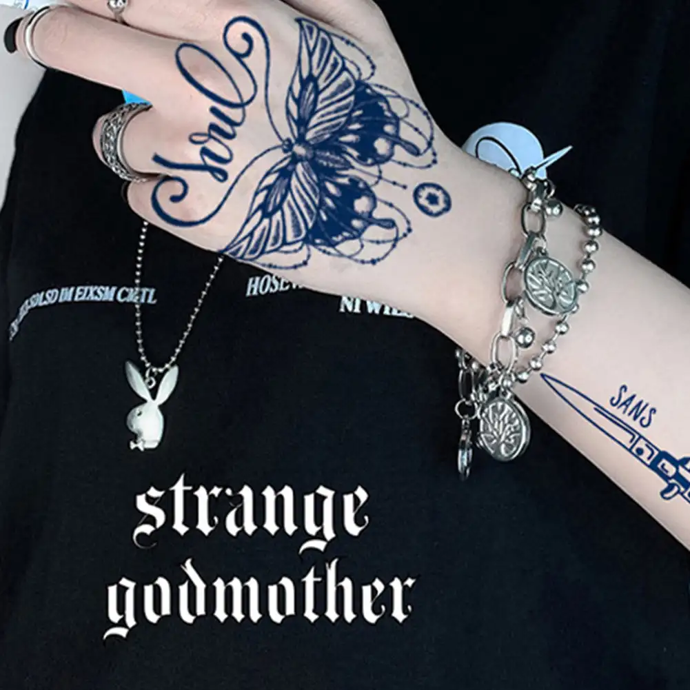 

Juice Tatoo Sexy Waterproof Temporary Tattoo Wing Totem on Hand Arm Breast Waist Blue Tattoo Sticker Fake Tattoos for Men Women