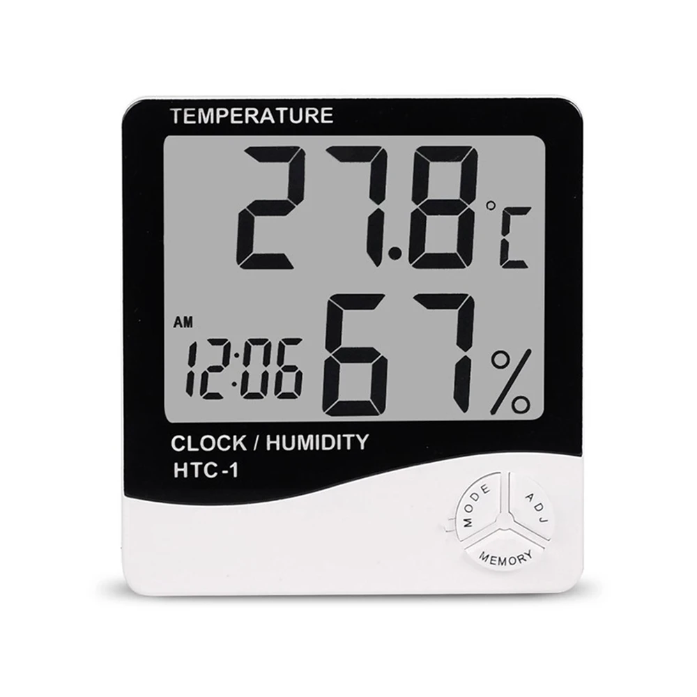 lcd electronic digital temperature humidity meter thermometer hygrometer indoor outdoor weather station clock htc 1 htc 2 free global shipping