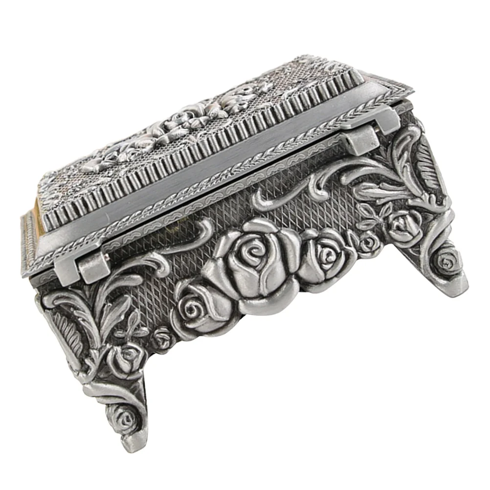 

Rose Embossed Jewelry Box European Style Rings Earrings Trinket Jewelry Case