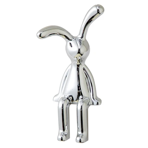 Милый кролик, статуэтка в современном стиле, искусственное украшение, серебряная Скандинавская статуя кролика, украшение для гостиной