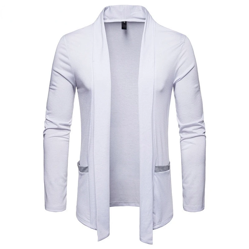 Mens Lightweight Cardigan Sweater Shawl Collar Open Front Long Sleeve Knit Slim Fit Cashmere Sweaters with Pockets Jersey Hombre