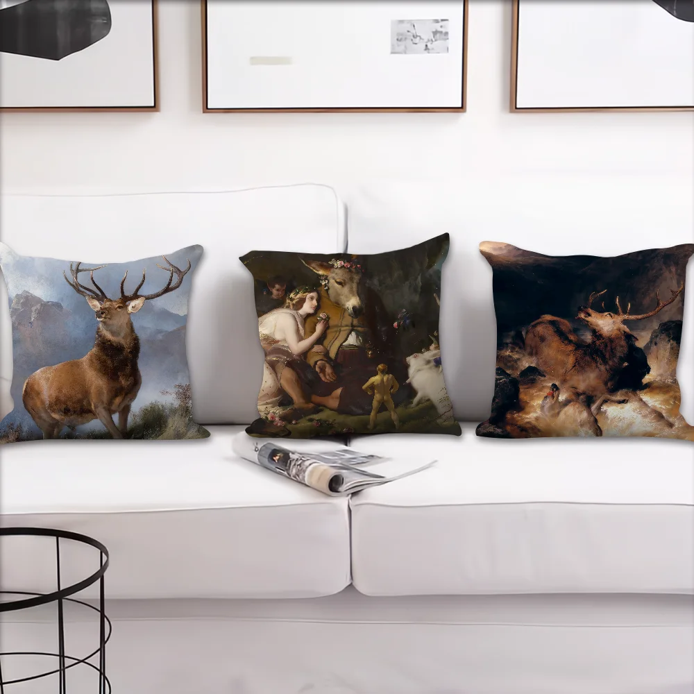 Фото Чехол для подушки Painter E-Edwin L-Landseer с принтом, для украшения дивана, дома, автомобиля, комнаты, кофейни, офиса, в скандинавском стиле, минимализм №2