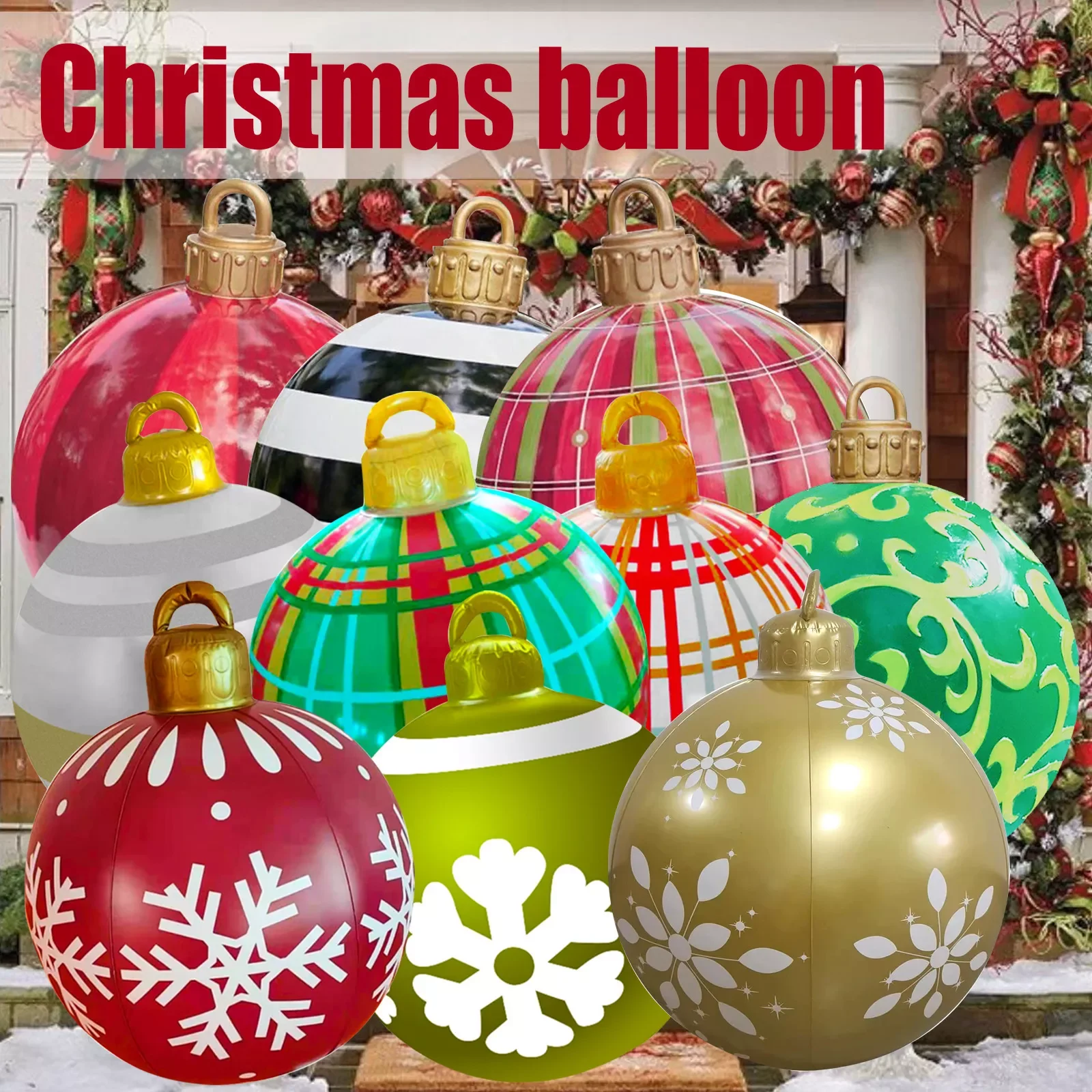 

2022 New 60cm Christmas Ball Decoration Funny Toy Outdoor Atmosphere Inflatable Toys For Home Christmas Gift Ball Balloon Navida