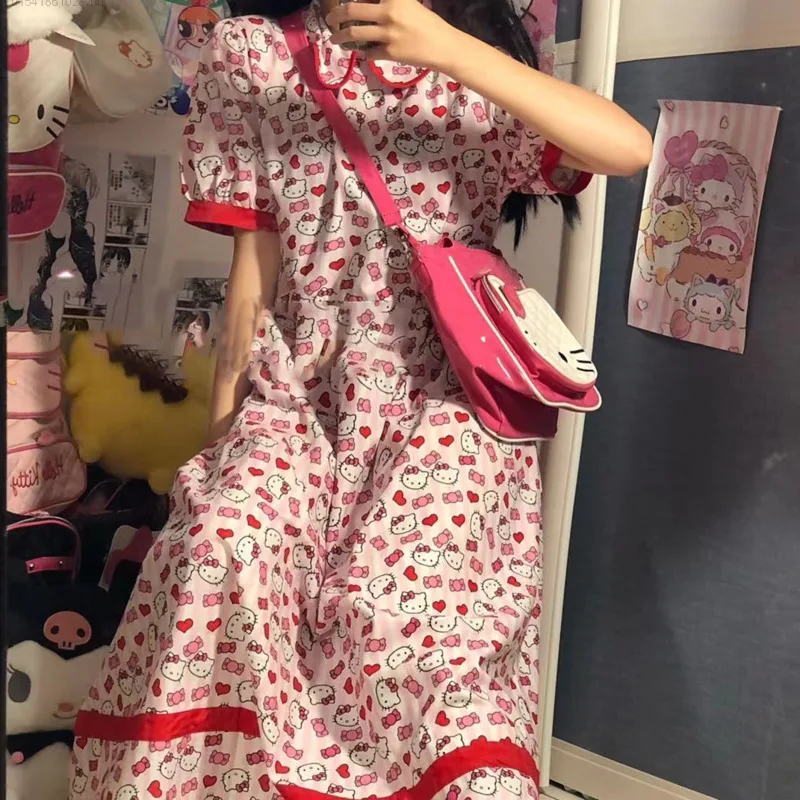 

Женское платье-трапеция с рисунком, трапециевидная юбка в японском стиле, Y2k