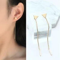 new trendy long triangle tassel drop earrings gold color fashion hanging women earrings summer jewelry girls party gift