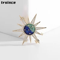 starry sky series sun brooch fantasy blue universe starry sky sun brooch personality design clothing pin trend accessories