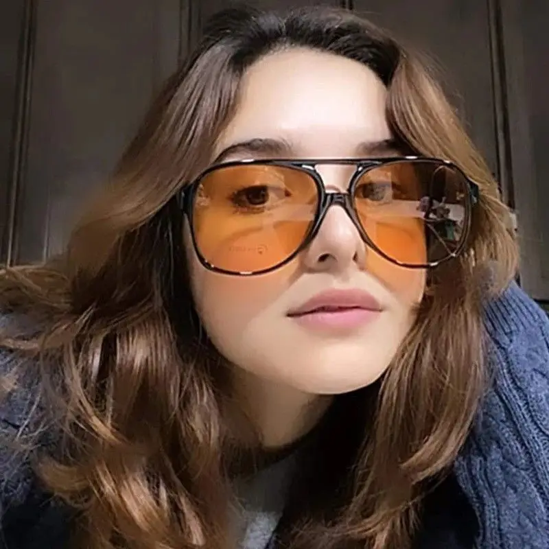 

Vintage Oversized Sunglasses Women Brand Fashion Designer Gradient Sunglasses Black Orange Big Frame Retro Oculos De Sol