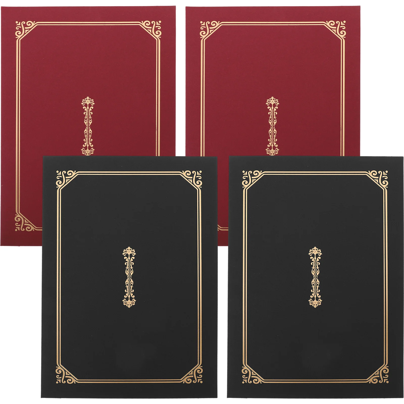 

4 Pcs Paper Certificate Envelope Envelopes Award Frame Presentation Folder Black Holders Diploma