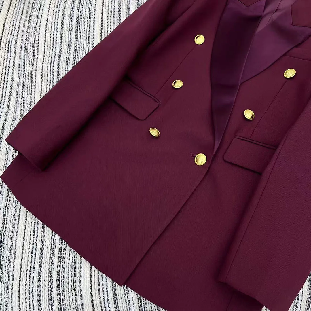 Женский блейзер с длинным рукавом элегантный подиумный пиджак золотыми