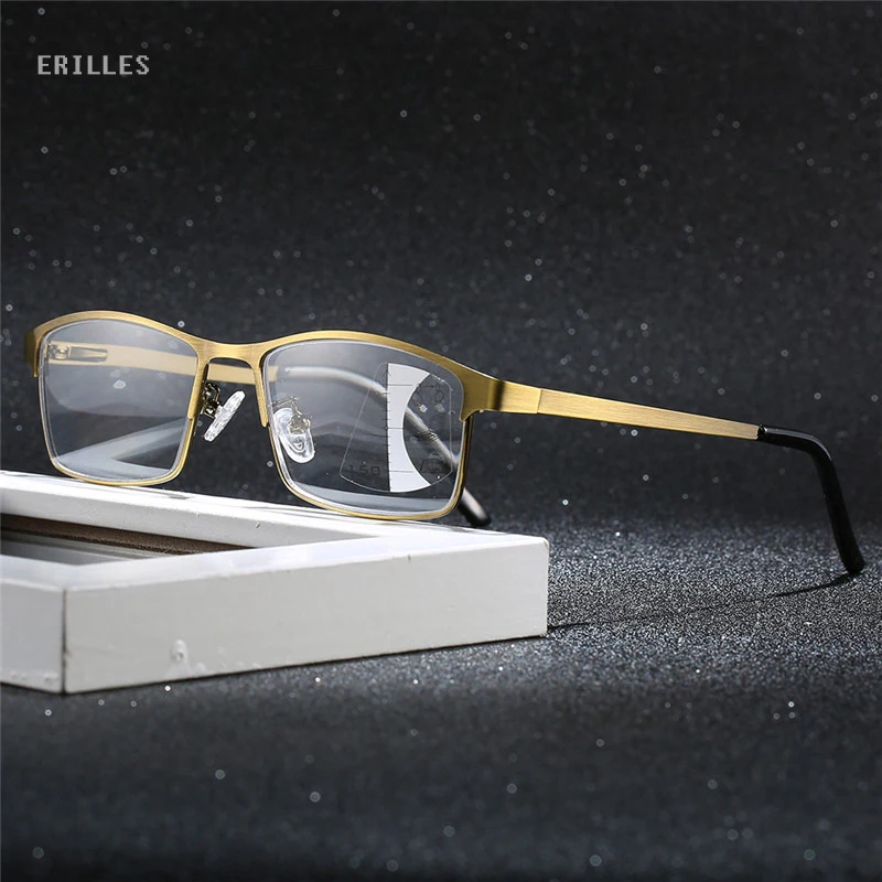 

Photochromic Business Men Reading Glasses Hi-Q Alloy Frame Presbyopic Glasses Multiple Focus Eyeglasses For Readers +1.5 +2.5