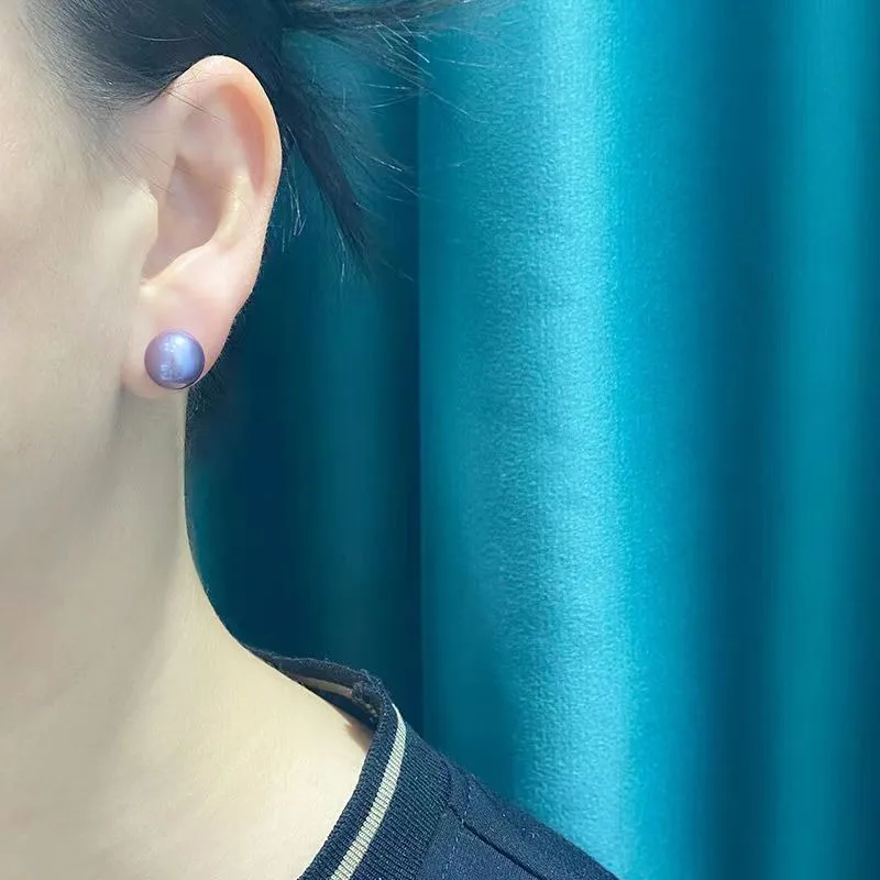 Серьги-гвоздики женские круглые с жемчугом 12-13 мм