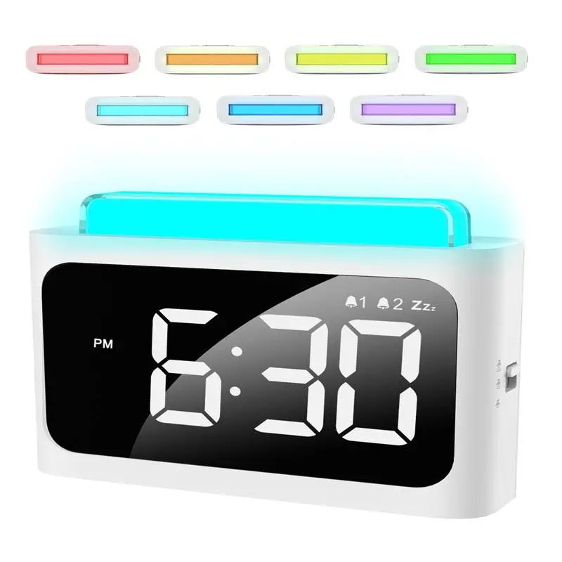Цифровой будильник в спальню ночсветильник с 7 цветами двойной регулируемая
