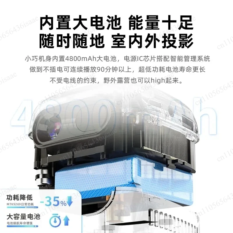Портативный проектор Wowoto Q7S, поддержка 1080P, Wi-Fi, Bluetooth, встроенный аккумулятор (art.: 3920db3f254bb) - 3920db3f254bb
