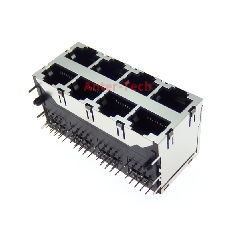 1 шт., 8-портовый разъем RJ45 8P8C, гнездовой разъем 2*4, стальной экранированный сетевой модуль с выталкиванием без подсветки, сетевой модуль 2X4