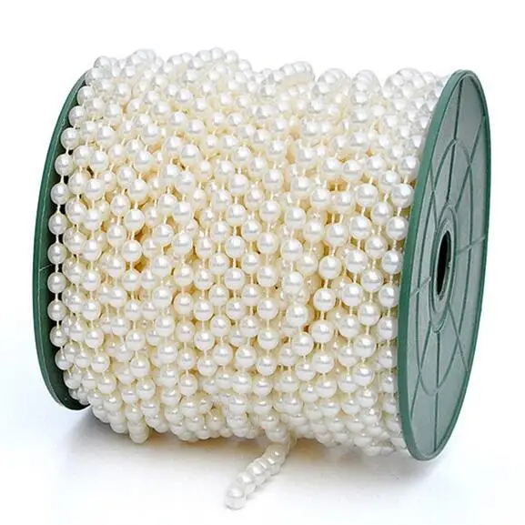 

6mm 50m/roll White Ivory Half Pearl String Beaded Trim Stras Wedding pearl decoration string/ Crafting DIY accessory