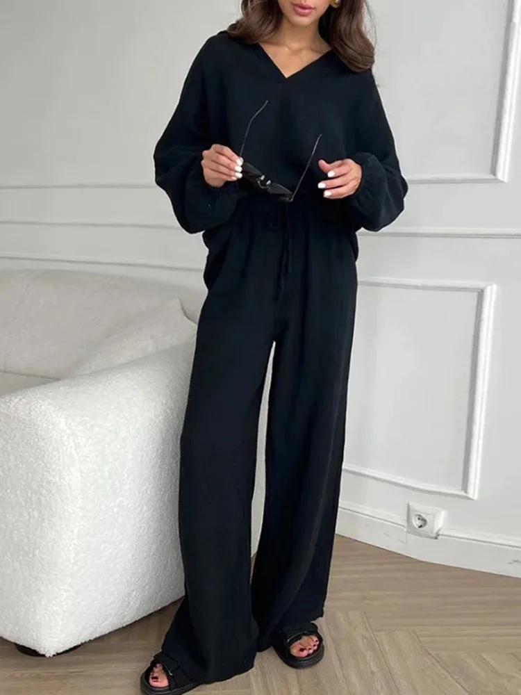 Женский Повседневный костюм из двух предметов Белый Топ с длинным рукавом и