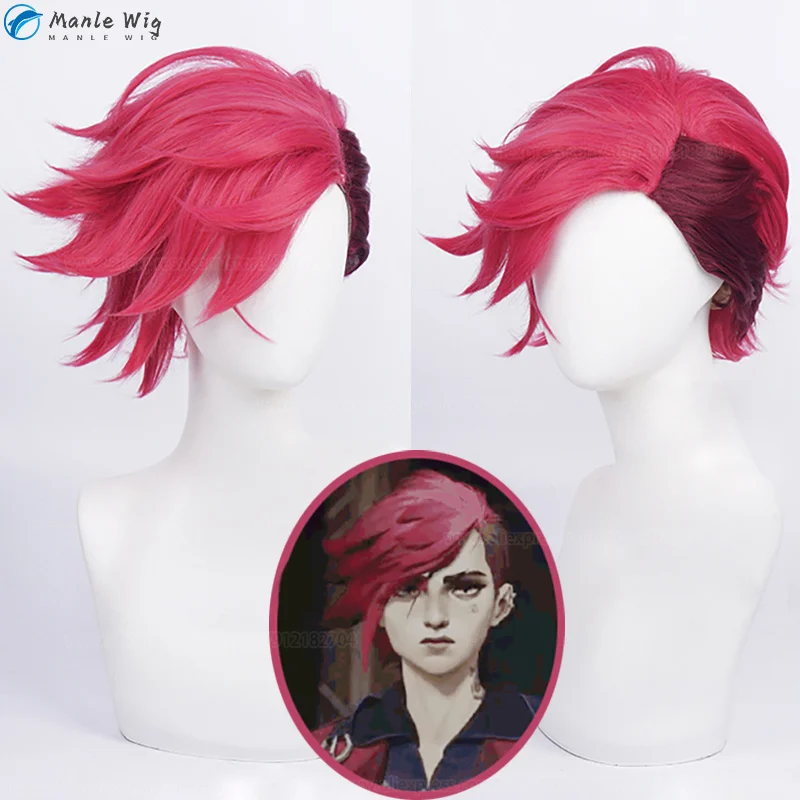 Vi Cosplay Wig Game LOL Arcane Cosplay VI Violet Wigs Cosplay Deep Rose Heat Resistant Hair The Piltover Enforcer Party Wigs