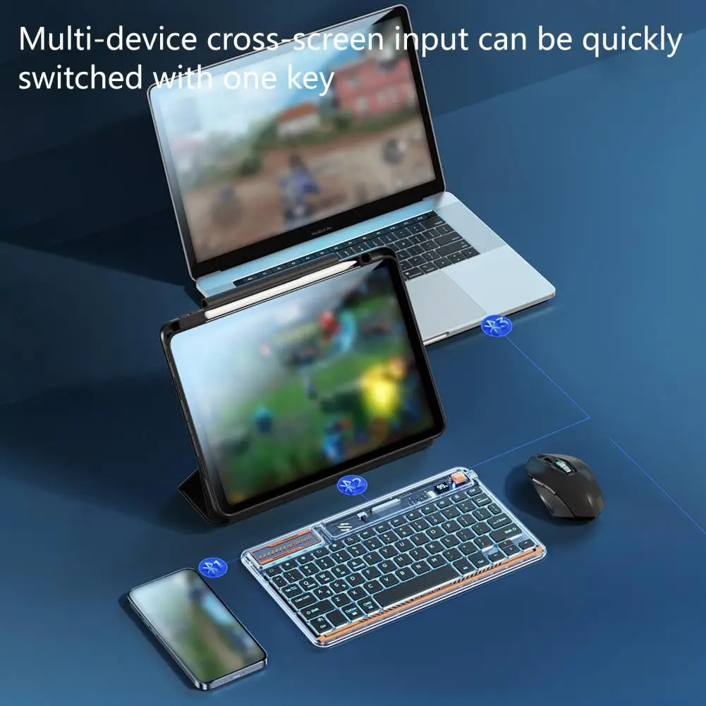 

Durable Bluetooth-compatible 5.2 Laptop Keyboard 6 Languages Recognition Keyboard RGB Backlit Computer Accessories