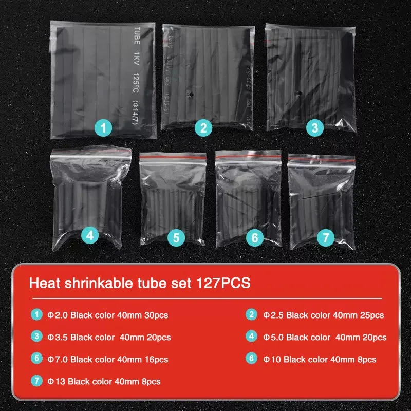 

Комплект Термоусадочных Трубок 127/328/800 Шт., Кабельные Муфты Из ПВХ С Термоусадочной Обмоткой И Защитной Крышкой