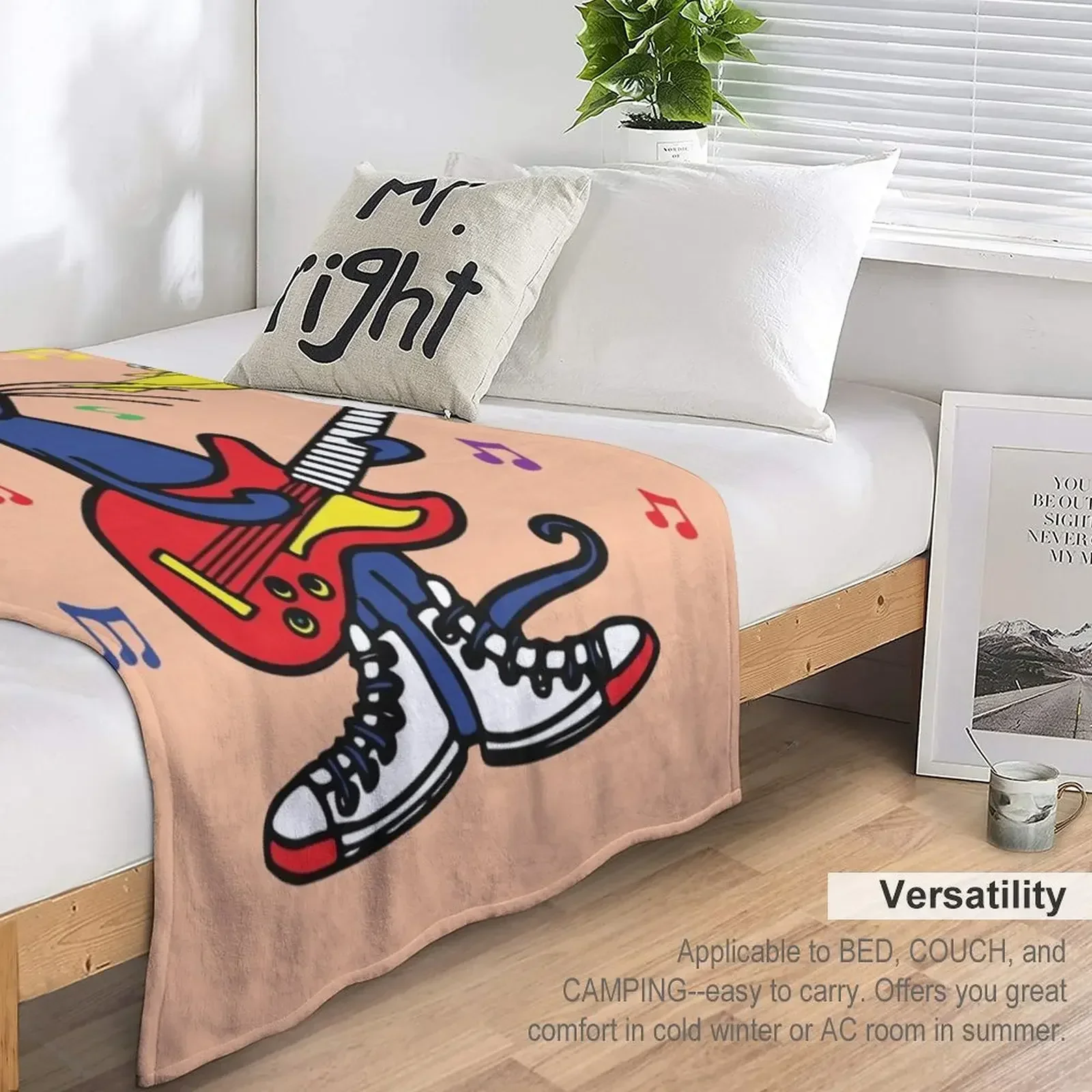 Одеяло в стиле рок и чтения с красной гитарой белой обувью теплые зимние детские