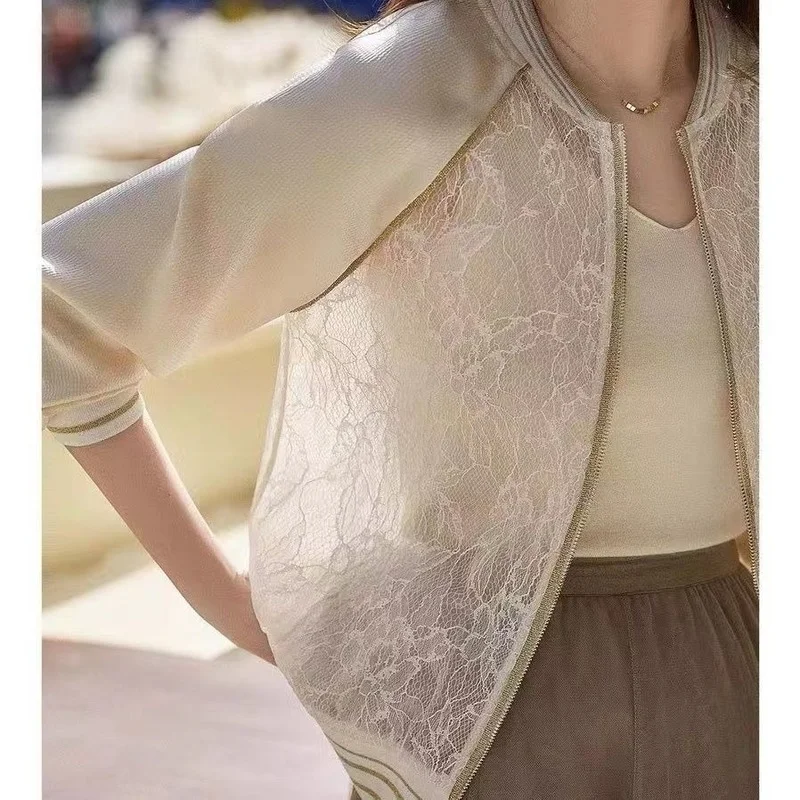 

Fashion Women Sun Protection Clothing 2022 New Ice Silk Lace Breathable Sunscreen Casual Thin Summer Jacket Tops Female E44