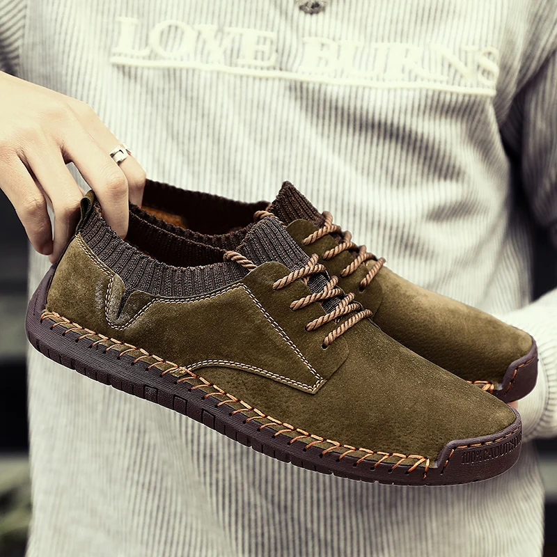 Кроссовки мужские из дышащей замши Повседневная Удобная обувь для вождения