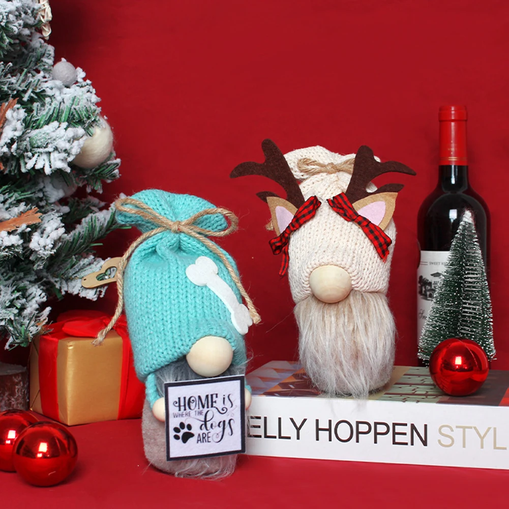 

Gnomes Plush Doll Knitted Rudolph Faceless Doll Pendant Figurines for Christmas Home Decorations Gifts Elf Dwarf Plush Ornaments