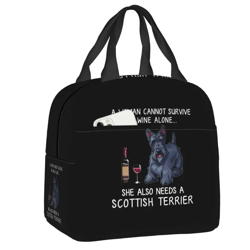 

Scottish Terrier And Wine Funny Dog Insulated Lunch Bag School Pet Puppy Lover Leakproof Cooler Thermal Lunch Box Women Children