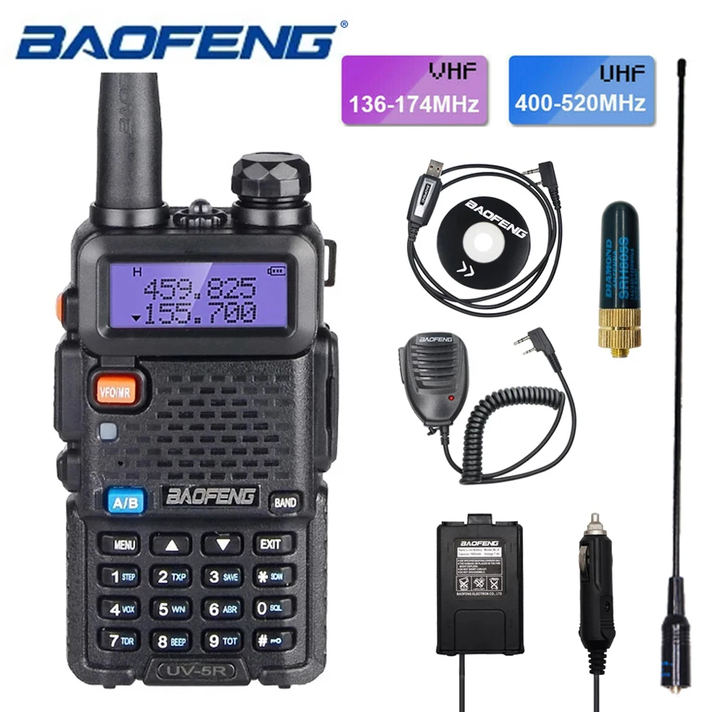 UV-5R Baofeng Professional Walkie Talkie VHF UHF Dual Band HF Transceiver Long Rang Two Way CB Radio Communicator for Hunting