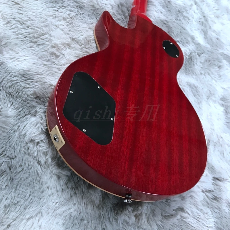 Высокое качество, новая стандартная под заказ, электрогитара Tiger Flame, стандартная гитара 59, красный цвет, черное дерево, фингерборд