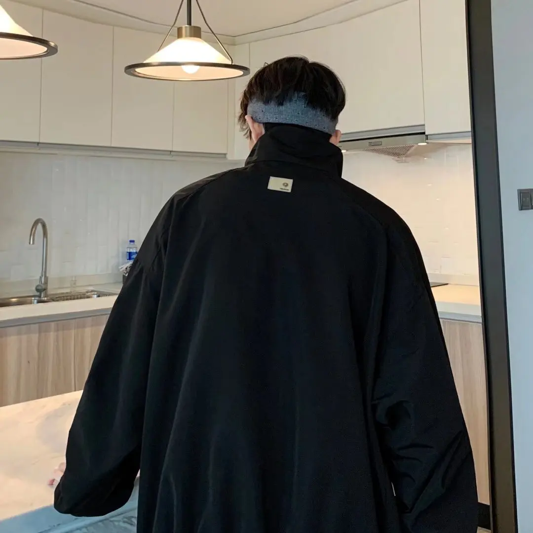 Мужская куртка с воротником-стойкой без капюшона в стиле Харадзюку |