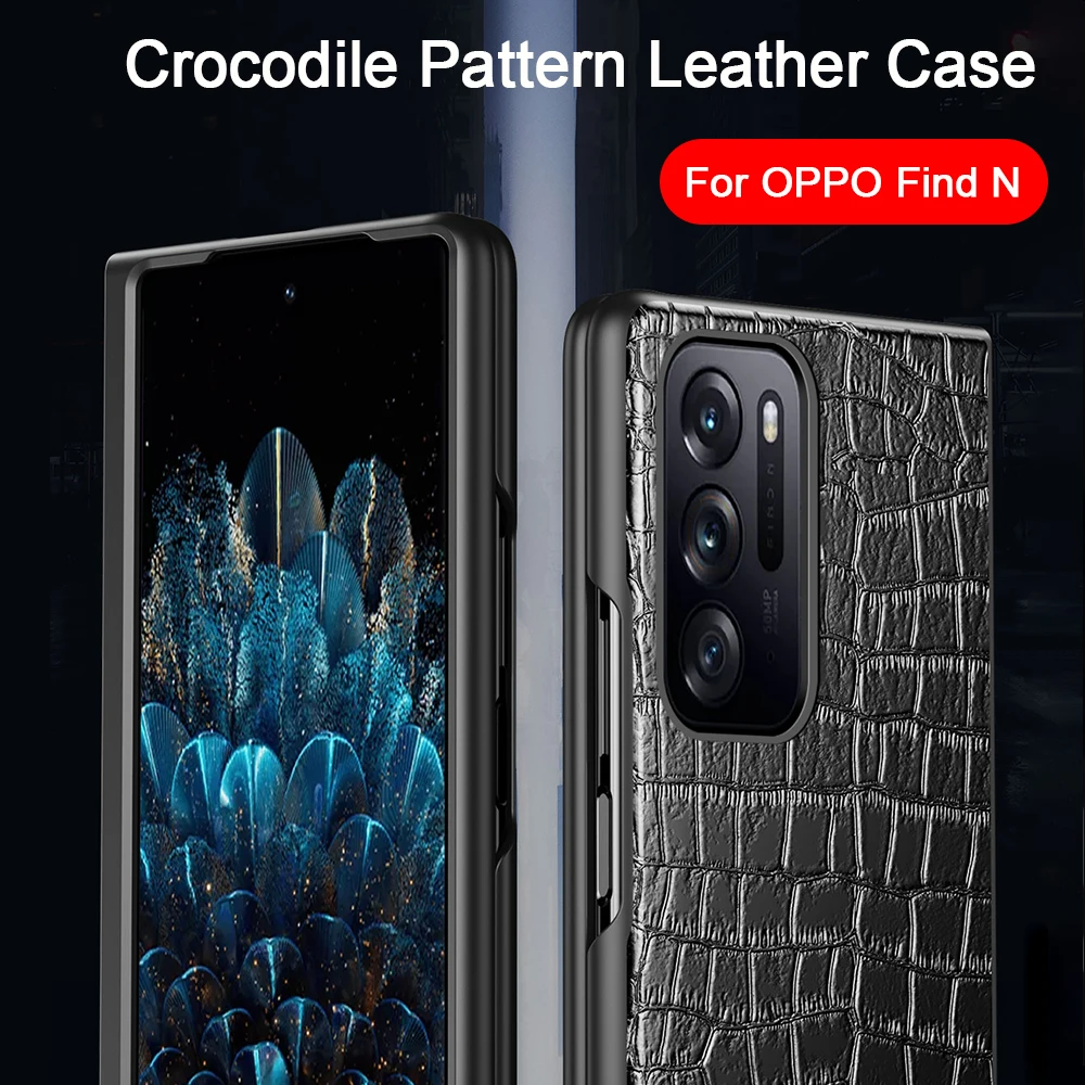 

For OPPO Find N 5G Case Crocodile Pattern Leather Full Protective Shockproof Plastic PC Cover Capa for Oppo Find N Fundas