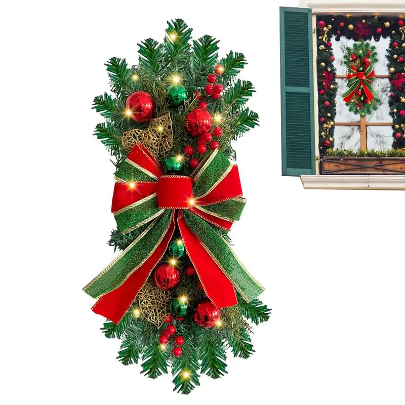 

Рождественский венок для входной двери Swag, Рождественское украшение в форме слезы, не выцветает, декоративное многоразовое украшение для окон и дверей камина