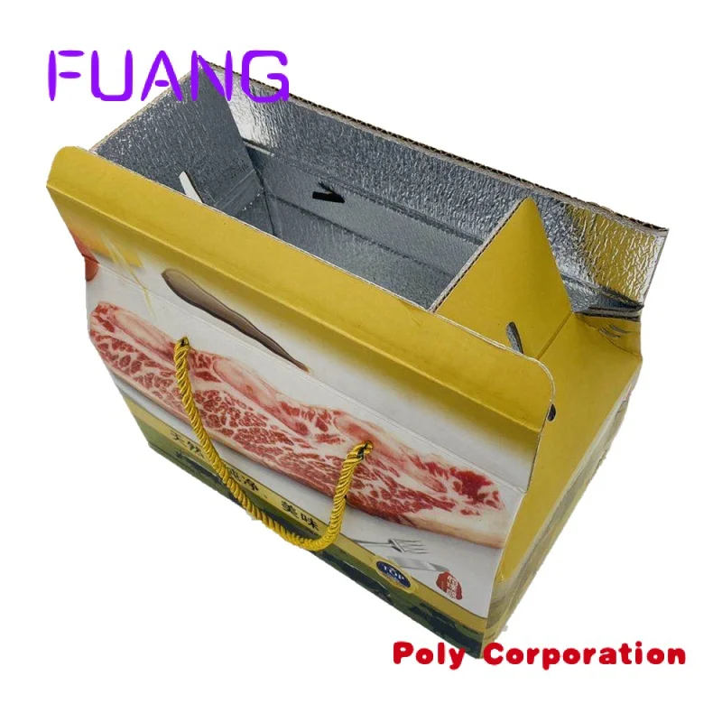 Eco friendly custom printing waterproof freezer frozen food beef meat corrugated paper packaging bpacking box for small business