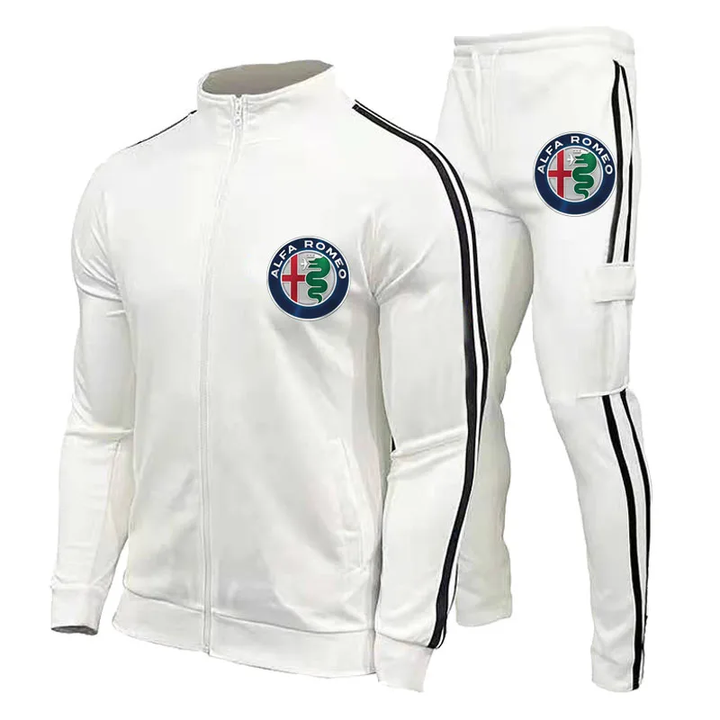 

2022 Mens Striped Tracksuit ALFA ROMEO Car Logo Print Hoodie Sports Suits 2 Piece Hoodies&Pants Sportswear Jogging Casual Sets