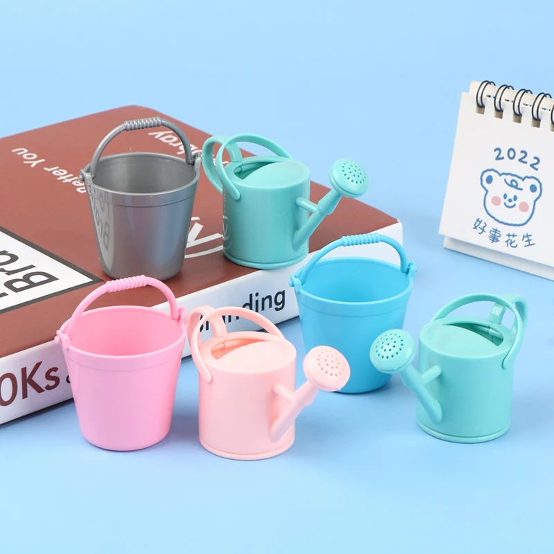 

1Set Dollhouse Miniature Bucket Watering Can Model Doll House Plant Watering Tool Garden Decor Toy Mini Furniture