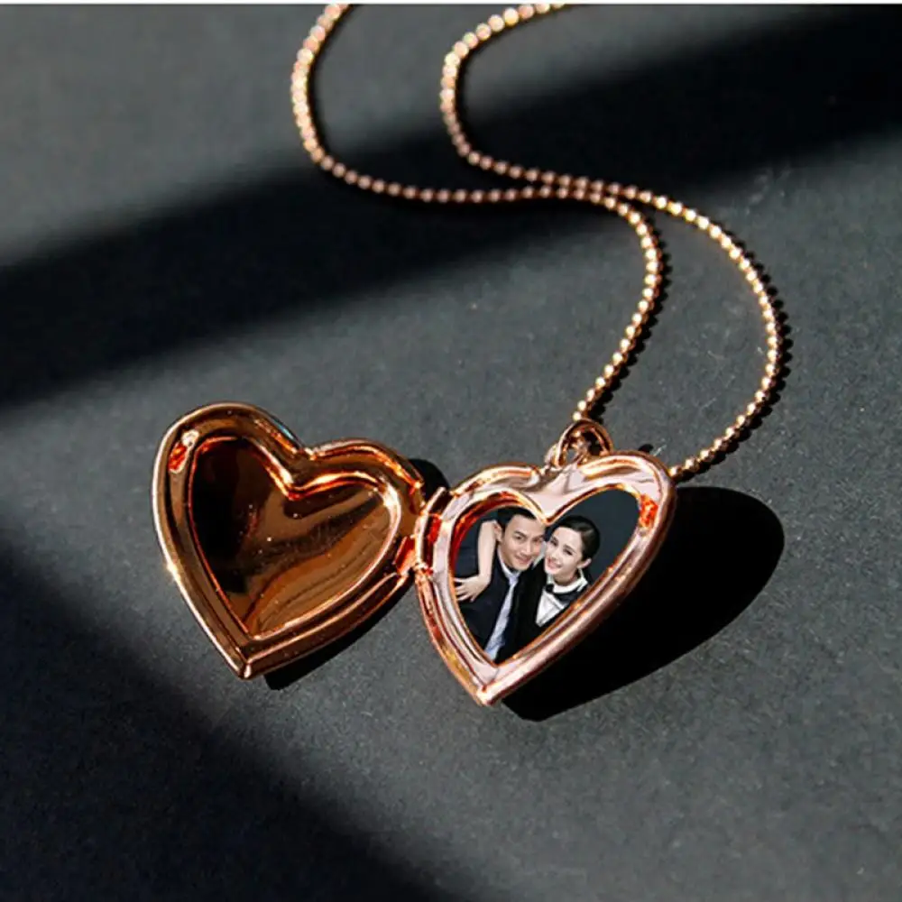 

Gift Chain Lover Friend Heart Shaped Pendant Necklace Photo Picture Locket