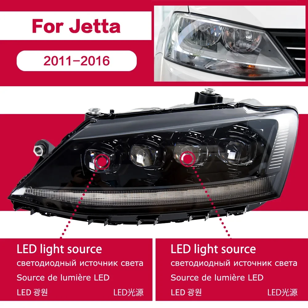 

Автомобильные фары для VW Jetta MK6 Sagitar, 2011-2018 Jetta, фара Drl, линза проектора, автомобильные аксессуары